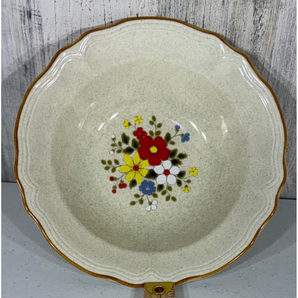 Salem China Stoneware 9" Vegetable Serving Bowl Meadow Cream Floral Vintage READ